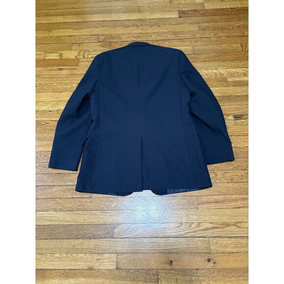Vintage Haggar Imperial Blazer Jacket Mens 42L Navy Blue 100% Wool Sport Coat - Picture 5 of 9